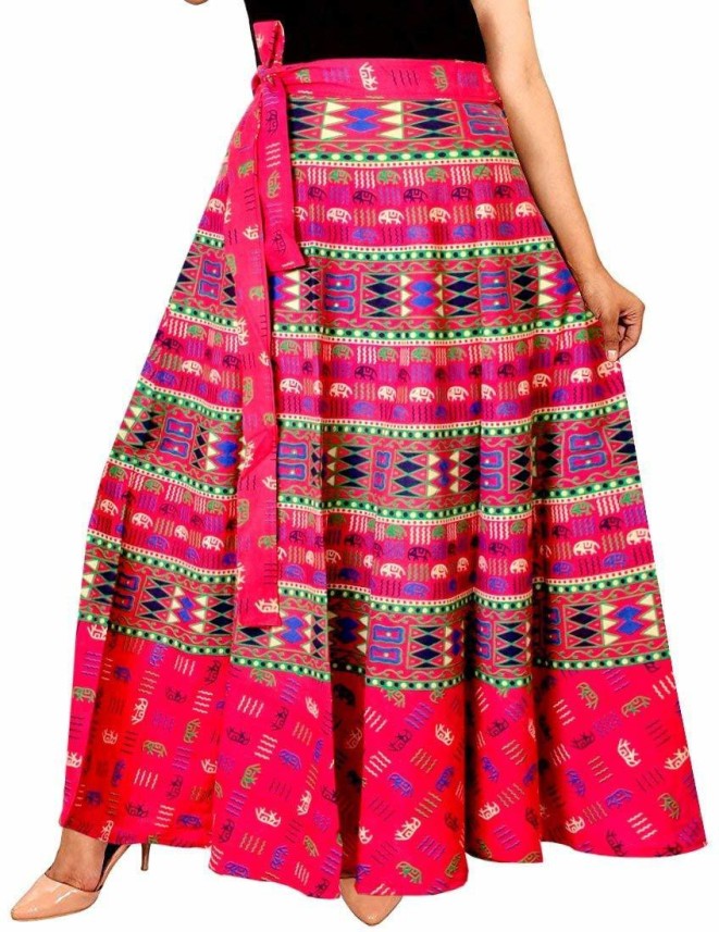 Women Wrap Around Multicolor Skirt ...